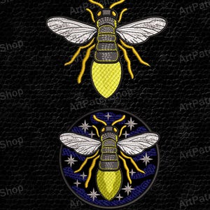 Eldflugebroderidesign | Lysande insektslapp, insektsapplikation (nedladdning direkt)