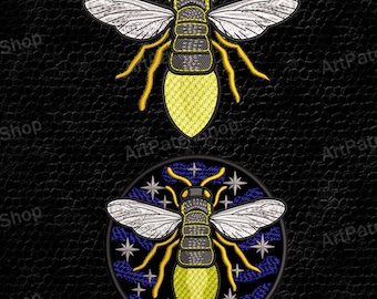 Firefly Embroidery Design | Glow Bug Patch, Insect Applique (Instant Download)
