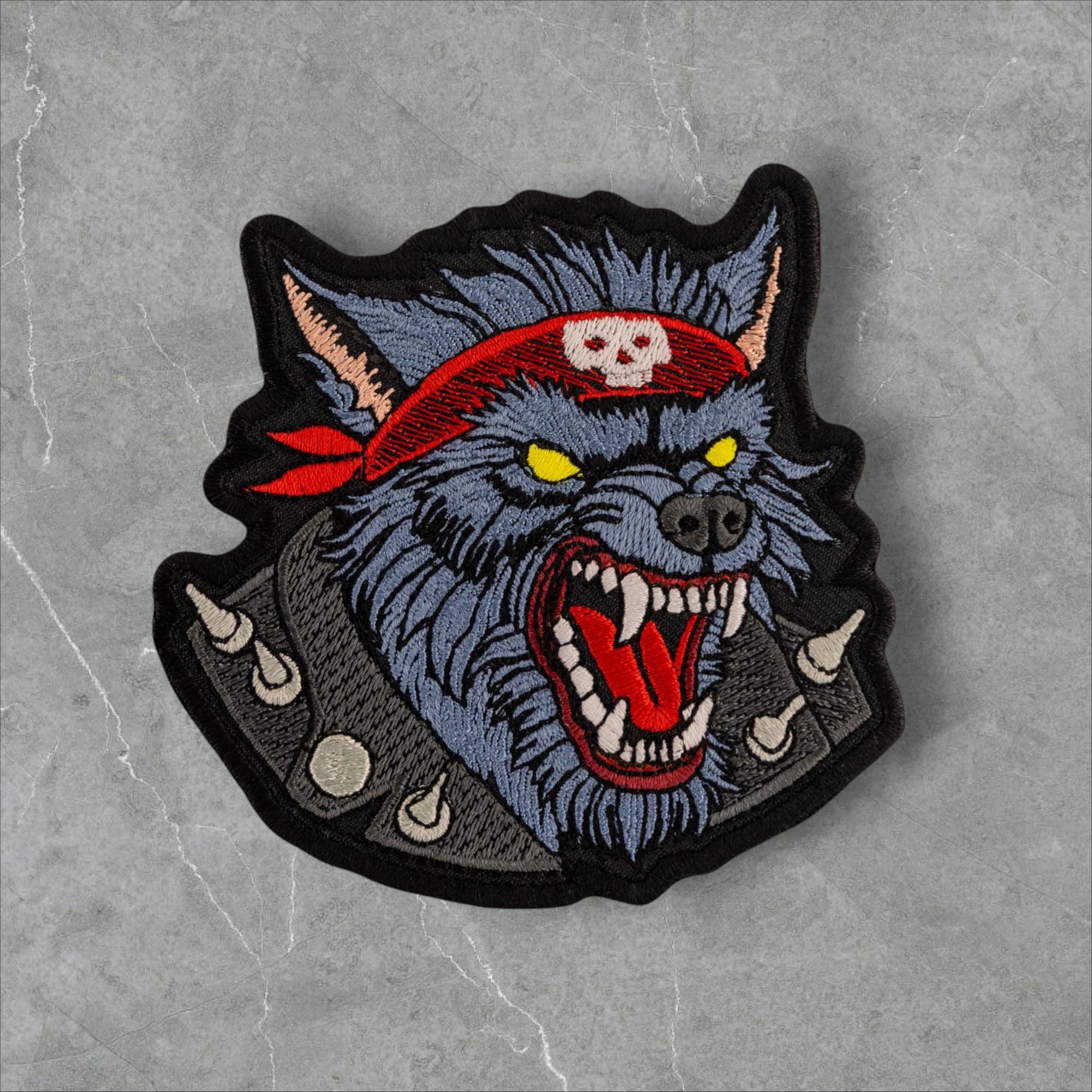 Wolf Embroidered Patch Set – Biker Wolf, Rasta Wolf, Angry Wolf, Gold ...