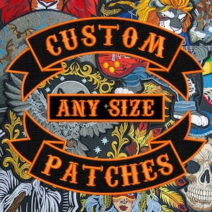 Custom Patches Service. Large back patches with any size. Backing Iron On, Sew On.