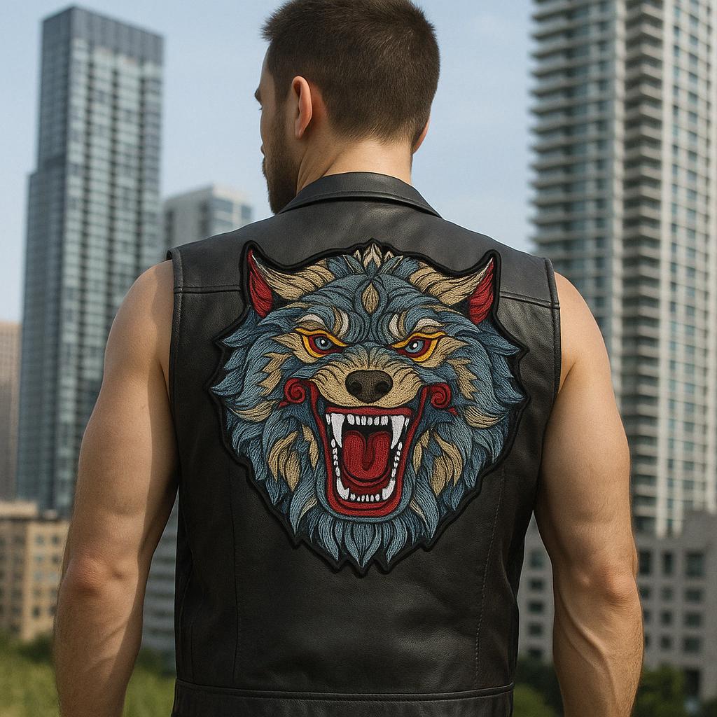 Angry Wolf Head With Fangs – Large Iron-on Embroidered Patch for ...
