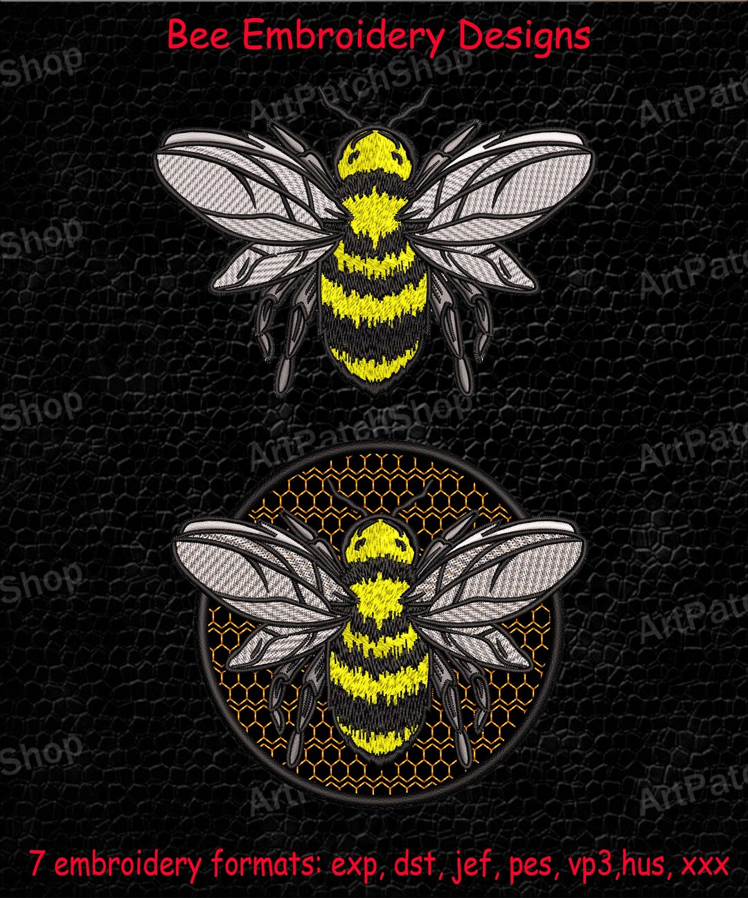 Honeycomb Bee Embroidery Design – Insect Machine Embroidery File - Etsy