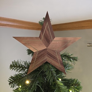 Hand Crafted Wooden Five Point Christmas Star Tree Topper