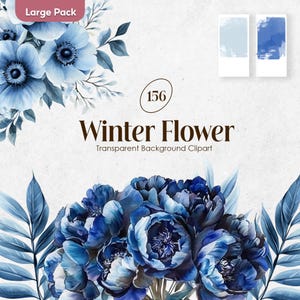 Light Blue Floral Clipart, Dusty Blue Flowers PNG, Indigo Blue Wedding, Navy Blue Flower Watercolor, Winter Floral Bouquet, Hydrangea roses