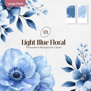 Light Blue Flowers PNG Clipart, Dusty Blue Roses Wedding Bouquet, Watercolor Navy Floral Clipart Bundle, Flower Sublimation Winter Flower