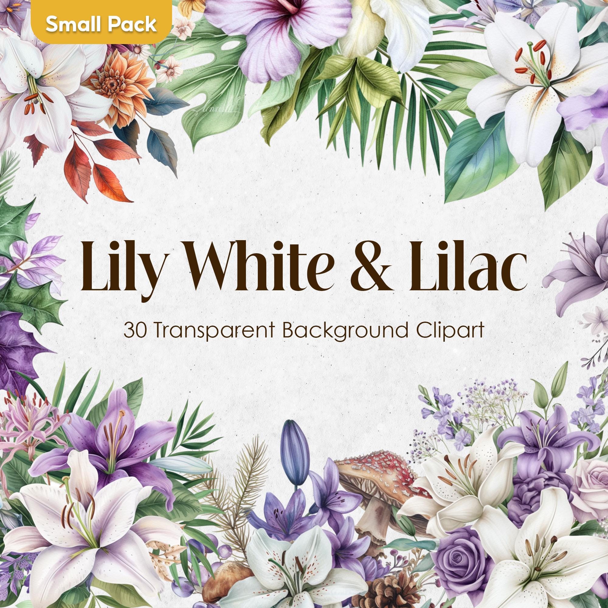 Lily White Lilac Watercolor Flowers Clipart | Purple Floral PNG, Spring  Wedding Bouquet, Boho Clip Art, Transparent Background - Etsy, image size:2000x2000