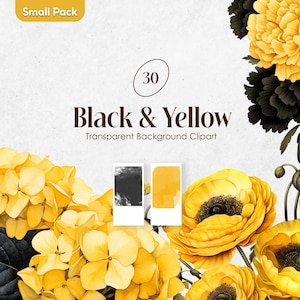 Flores pretas e amarelas PNG aquarela clipart, rosas pretas PNG flores mostarda meia-noite PNG, buquês de casamento amarelo gótico escuro