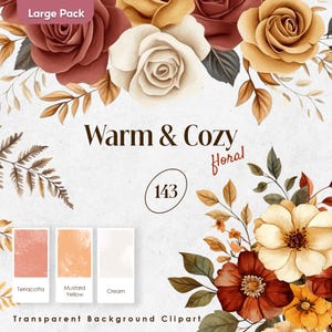 Flores marrons neutras PNG, aquarela floral terracota, clipart aconchegante de outono, buquês bege marrom, clipart de outono, decoração boho