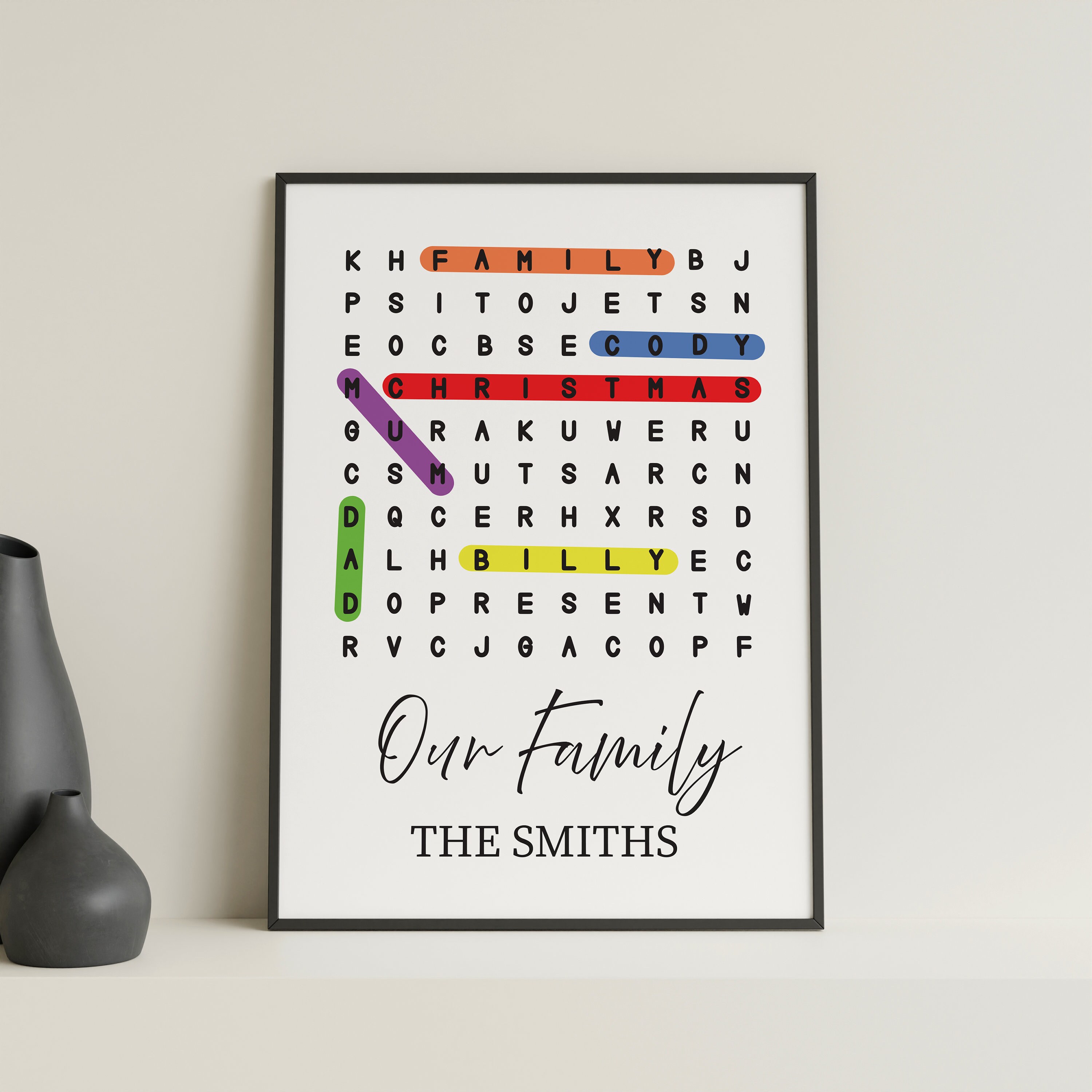 A4 Scrabble Tile Print, Personalised Family Name Print, Custom Letter ...