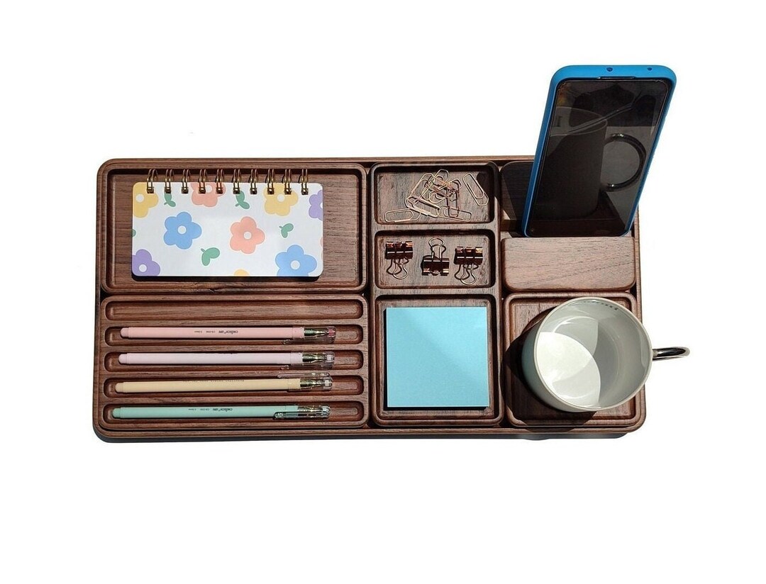 Set of 6 Desk Organizer, Office & Desk Storage, Wooden Desk