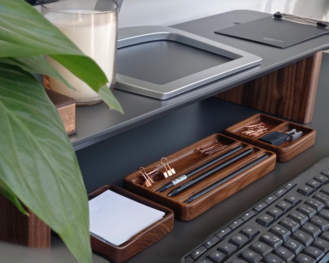 Wood Desk Organizer, Study Desk Organizer, Home Office Desk Storage