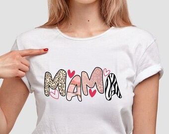 MAMA Leopard Star Print Sublimation PNG – Trendy Mom Shirt Design