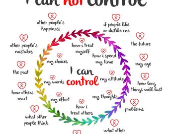 Gráfico circular de lo que puedo y no puedo controlar: Concientización sobre la salud mental (imprimible, PNG y JPEG)