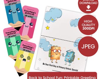 Tarjetas de felicitación para el regreso a clases, diseños de lápiz, set imprimible, descarga digital