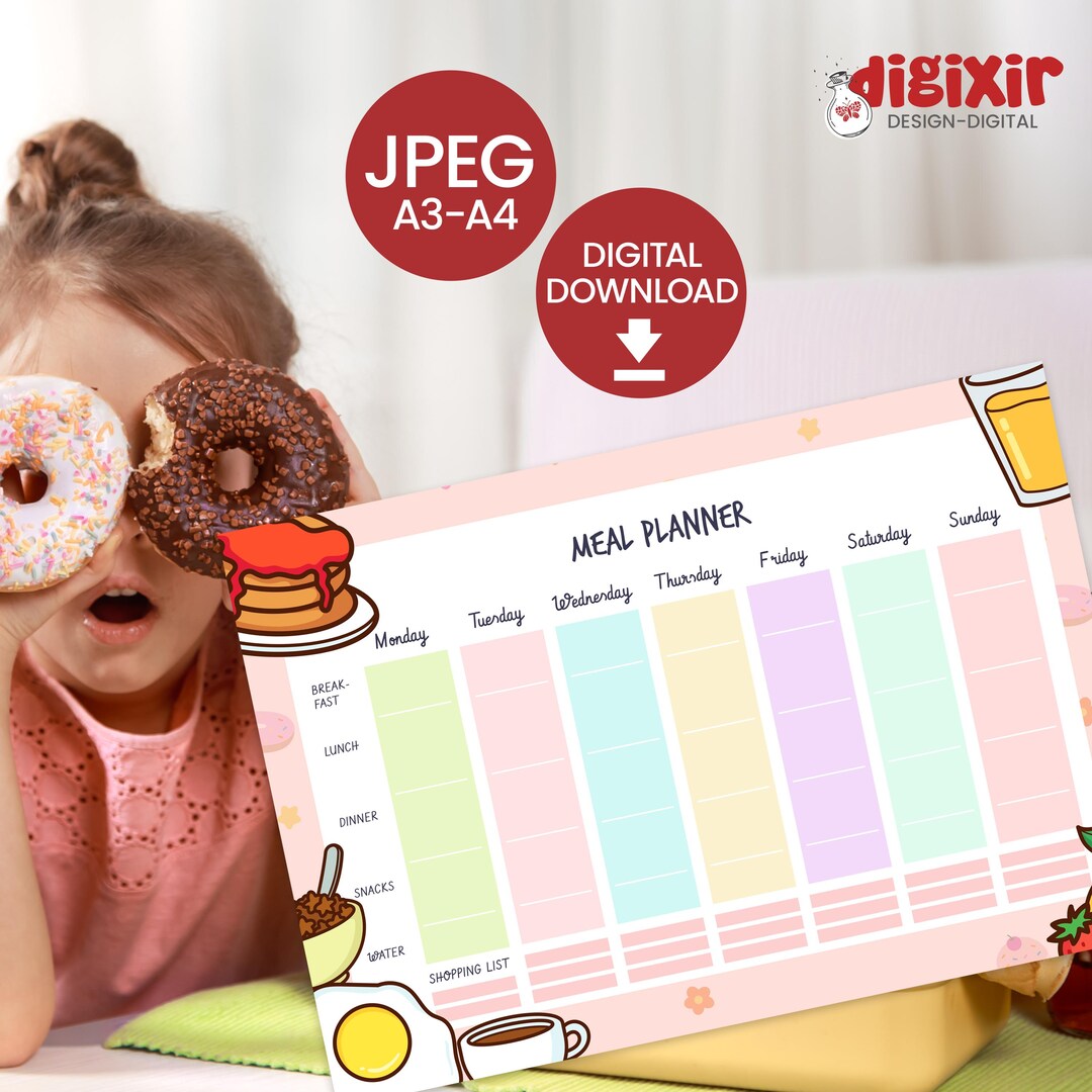 Printable Meal Planner | Weekly Food Organizer | A3 & A4 | Digital ...