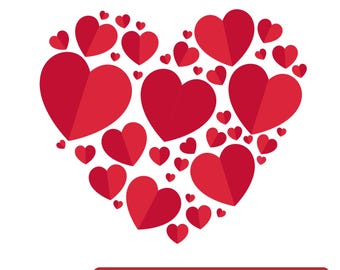 Corazón de varios corazones rojos: diseño romántico para San Valentín / Descarga digital (EPS, PNG, JPEG)