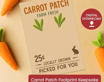 Karotte Aufnäher Fußabdruck Andenken – DIY Osterhasen Handwerk Printable