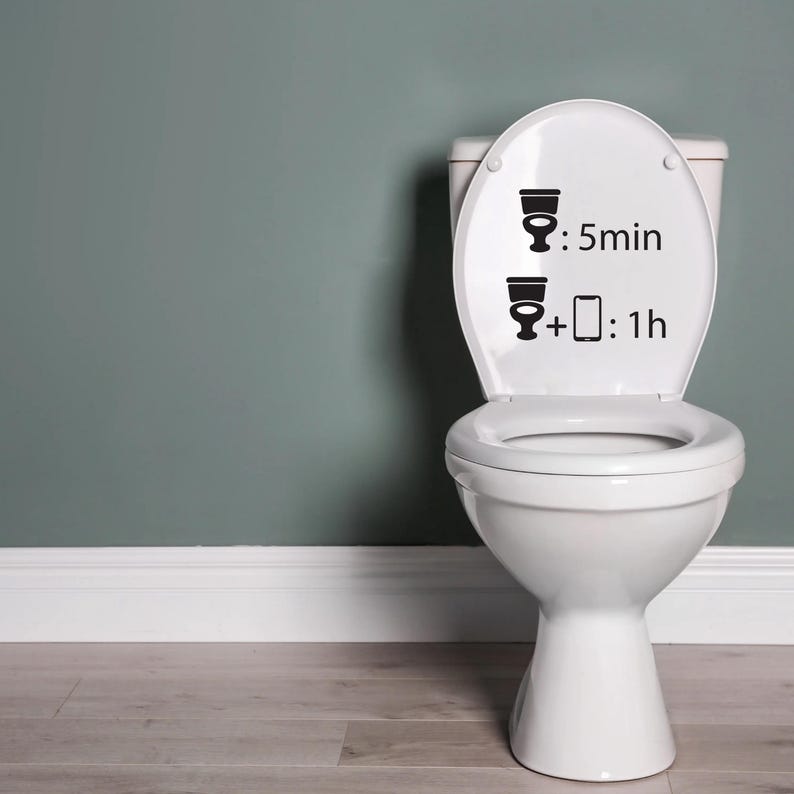Funny Bathroom Time Sticker – Toilet and Phone Humor | Digital Download ...