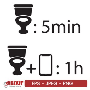 Funny Bathroom Time Sticker – Toilet and Phone Humor | Digital Download (EPS, PNG, JPEG)