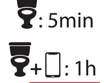 Pegatina divertida de la hora del baño: Humor sobre el baño y el teléfono / Descarga digital (EPS, PNG, JPEG)