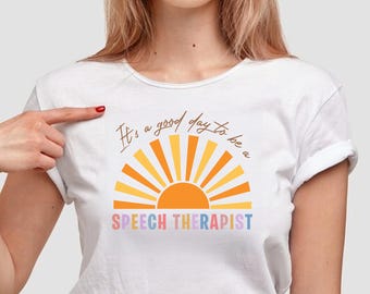 Es un buen día para ser logopeda – Diseño retro Sunburst / Descarga digital (EPS, PNG, JPEG)