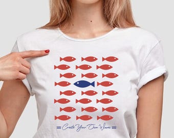 Motivational Fish Art Print Create Your Own Waves Digital Download