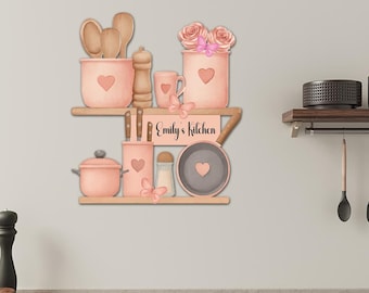 Personalized Kitchen Decor - Custom MDF Shelf with UV Printed Name & Heart Design – Ideal Gift for Home or Wedding