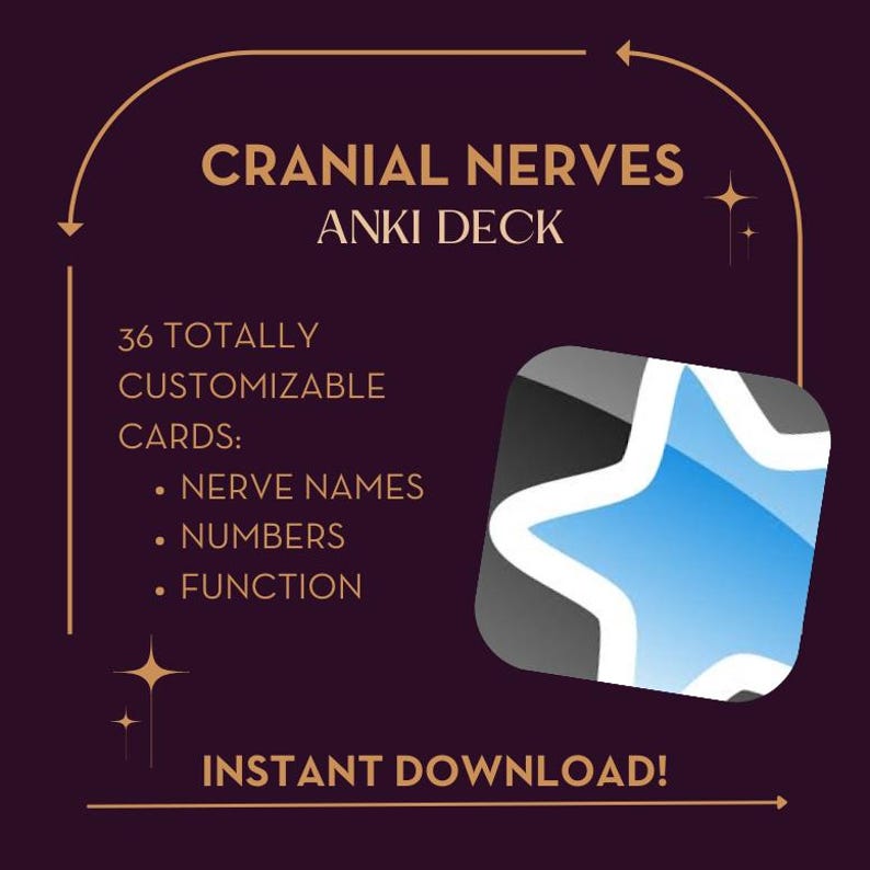 Anki Deck Cranial Nerves for Medical School, Acupuncture School Etsy