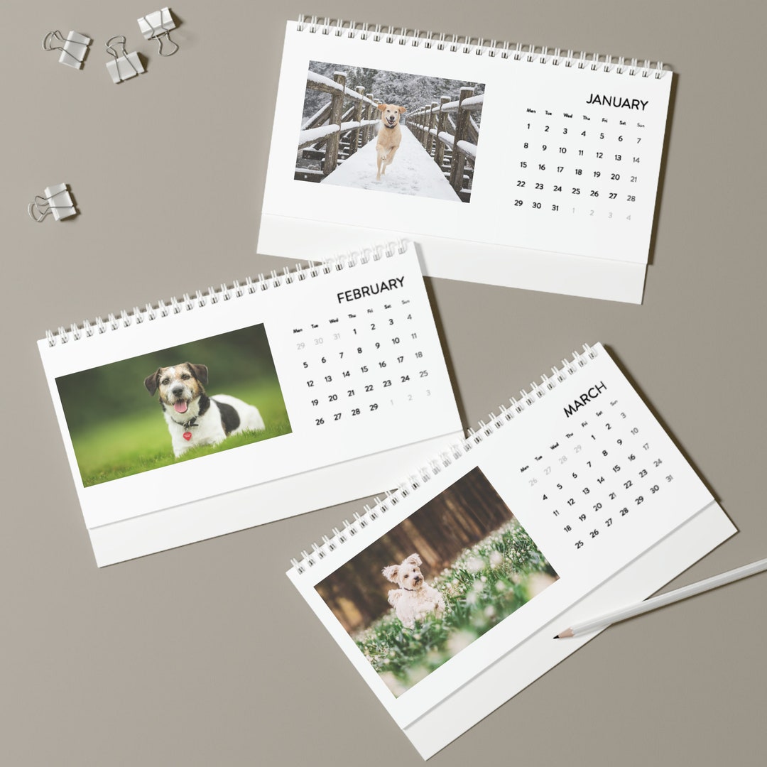 Dog Desk Calendar 2024 Grid Etsy