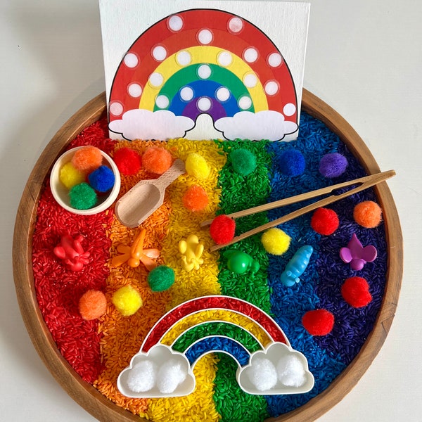 rainbow sensory kit | rainbow rice | sensory play