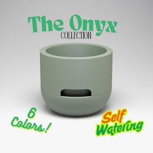 The Onyx Self Watering Planter 2 Piece Plant Pot with Hidden Drip Tray Low Maintenance Plant Pot Flower Pot