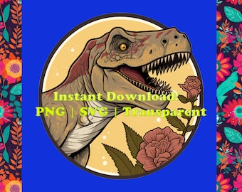 Vintage T-Rex Dinosaur PNG, SVG, Dino Art (Plik cyfrowy)