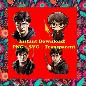 Wizard Potter Clipart Bundle | Commercial Use | Potter SVG, Harry PNG, Sublimate | Best Selling Digital Download, Sublimation File
