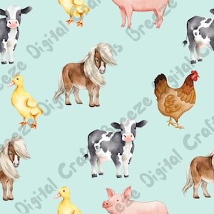 Farm Animals Seamless File, Baby Animals Seamless Pattern, Gender Neutral Seamless File