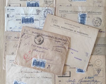 10 vintage LEGE enveloppen in het Frans voor collage, mixed media, scrapbooking, junk journal en meer!