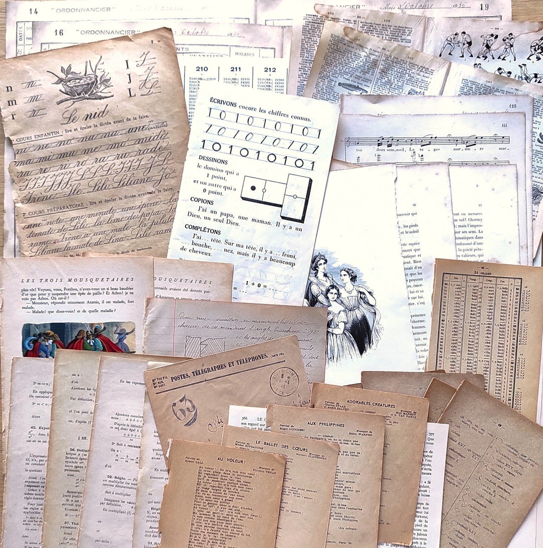 40+ Sheets of Antique Handwritten French Paper and Register for Junk ...