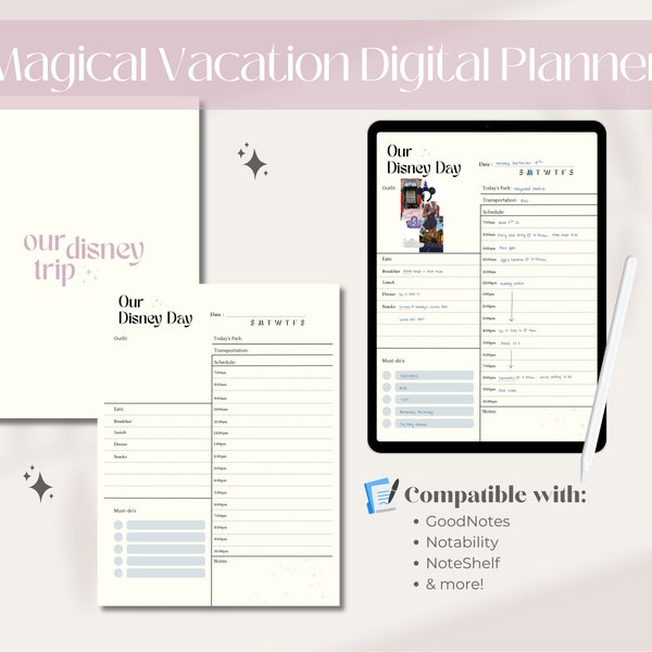 Magical vacation digital planner | WDW digital planner | Digital planner download | Vacation planner download | Magical trip digital planner