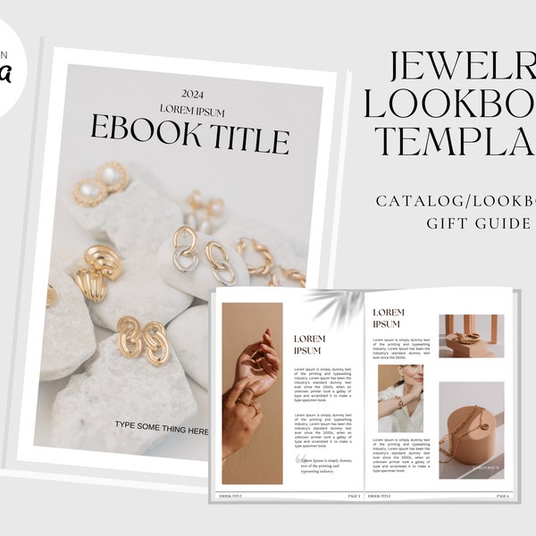 Jewelry lookbook template | Canva template catalog | Gift guide template jewelry | Create your own lookbook | Editable printable lookbook