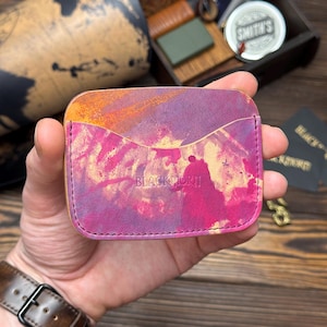 Portafoglio in cordovan Shell, porta carte EDC, portafoglio minimalista con tasca frontale, custodia per carte personalizzata fatta a mano per uomo, porta carte premium