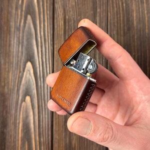 Custodia in pelle per accendino Zippo, EDC, custodia in pelle marrone, regalo personalizzato per lui, papà, fidanzato
