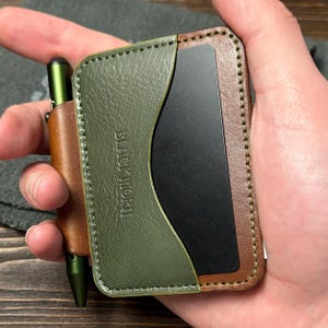 Personalized Leather Wallet, Cardholder With Pen Loop and Coin Pocket, Handmade Cardholder Slim Sleeve for Man