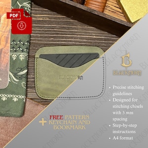 PDF Schnittmuster: Leder Kartenhalter, Brieftasche. Digitale Vorlage für Brieftasche