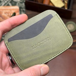 Portafoglio in pelle, porta carte da tasca frontale, custodia EDC minimalista Murse, portafoglio da uomo con custodia sottile, articoli essenziali da tasca per uomo.