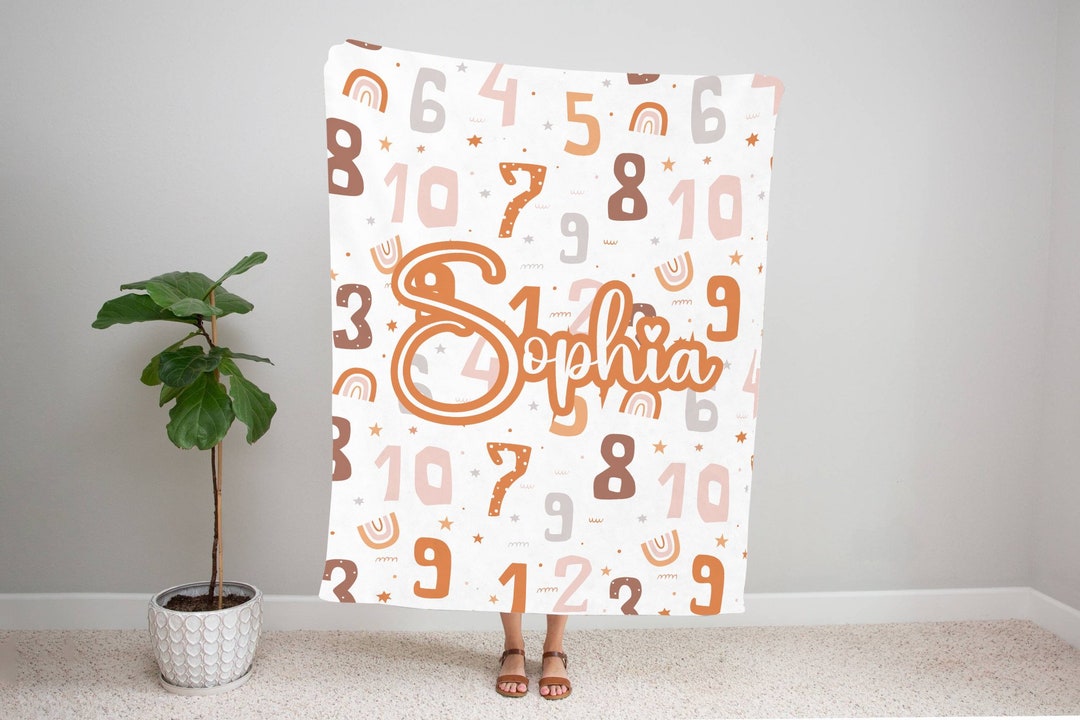 Personalized Numbers Blanket, Numeric Pattern Soft Cozy Sherpa Fleece