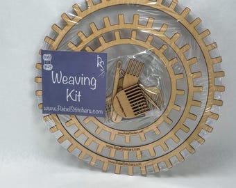 Circular Loom Kit - Three sizes included - Easy Weaving in the round - handmade wooden looms