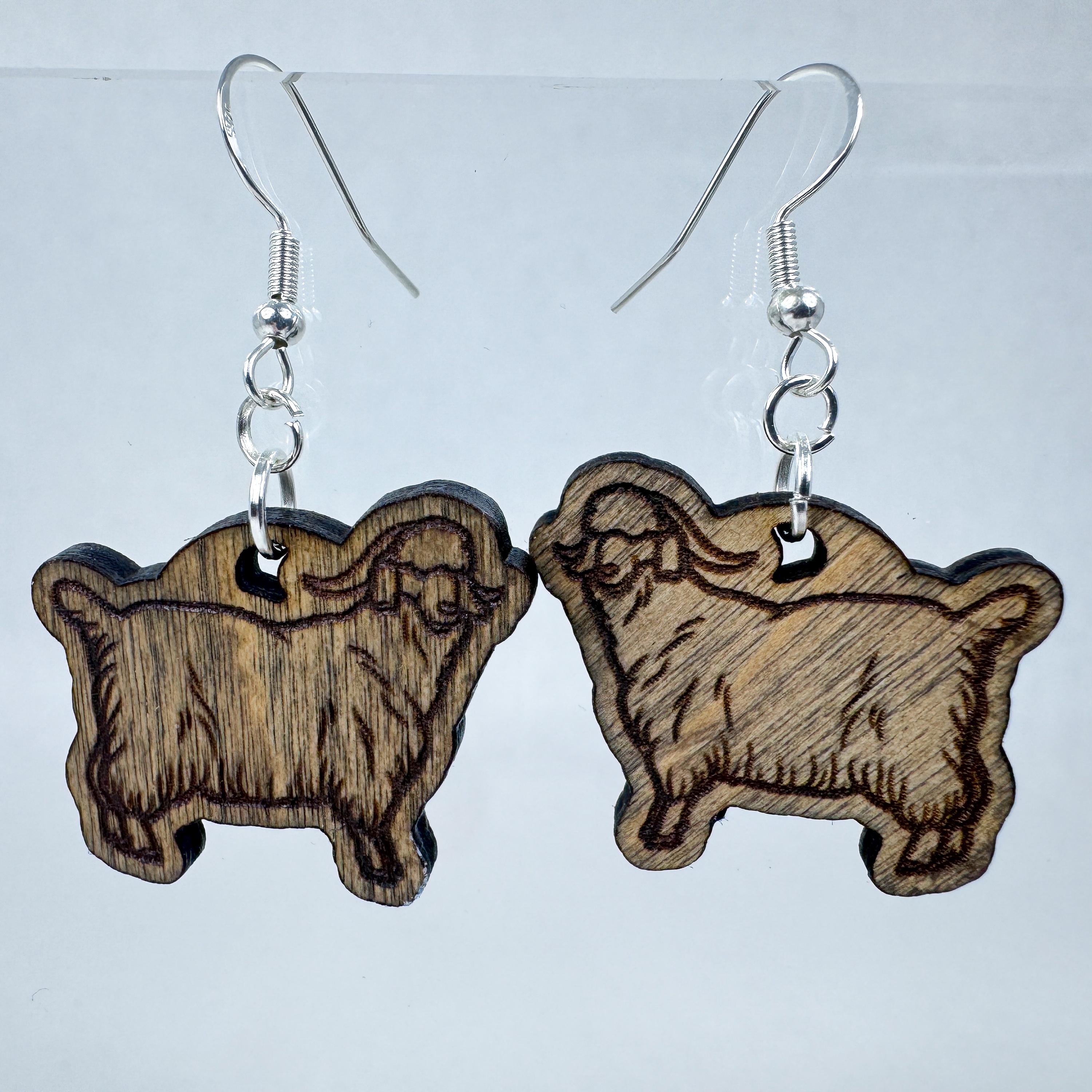 Goat Wood Stud Earrings - 1/2 Inch Wooden Emblem Earrings For Everyday Wear