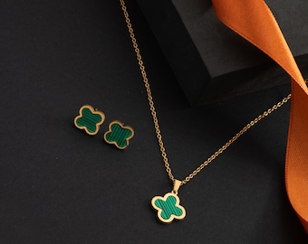 Superbe collier trèfle à feuilles | Collier plaqué or 14 carats | Collier trèfle personnalisé | Collier porte-bonheur pour femme | Cadeau pour femme