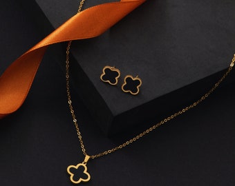 Collier pendentif trèfle à quatre feuilles | Bijoux porte-bonheur | Cadeaux porte-bonheur | Cadeau pour maman | Cadeau d'anniversaire | Cadeau d'anniversaire | Cadeau pour elle