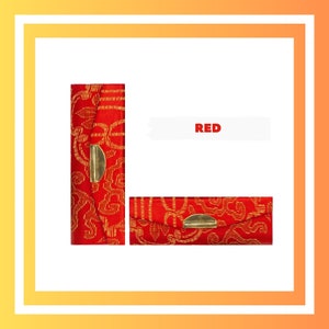 Embroidered Silk Brocade Case in 10 Colours | Lipstick Cases with Mirror | 9 x 3 x 3cm | Red Lipstick Case Organiser with Mirror