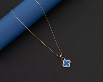 Superbe collier trèfle à feuilles | Collier plaqué or 14 carats | Collier trèfle personnalisé | Collier porte-bonheur pour femme | Cadeau pour femme